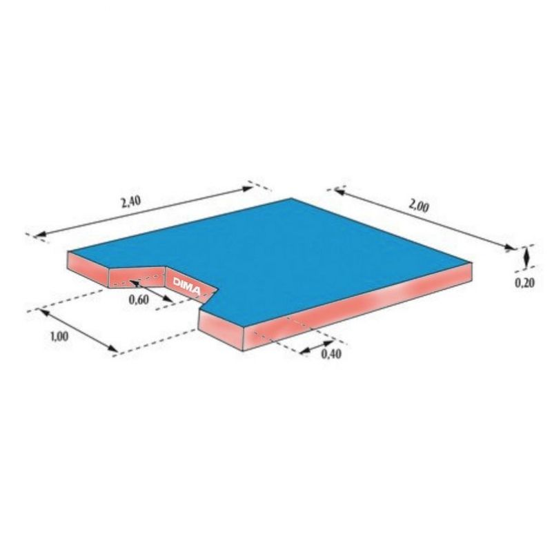 MATELAS DE CHUTE JUDO NAGE-KOMI AVEC ENCOCHE 240X200X20CM | DIMASPORT