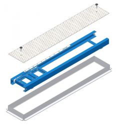 Rail a encastrer dans auge 1500x350mm avec chariot et couvercle - la paire