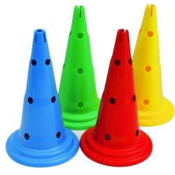 Cônes multijeux a trous avec encoches hauteur 37 cm - lot de 4